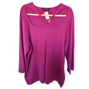 Lane Bryant Women's Purple Knit Sweater with Cutouts Size 26/28 NWT